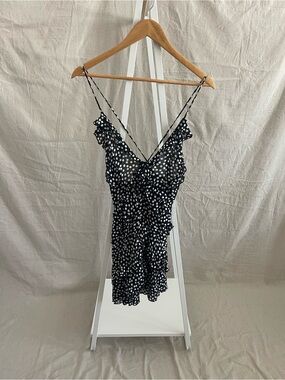 Zara Black & White Polka Dot Ruffle Mini Dress | XS | Y2K